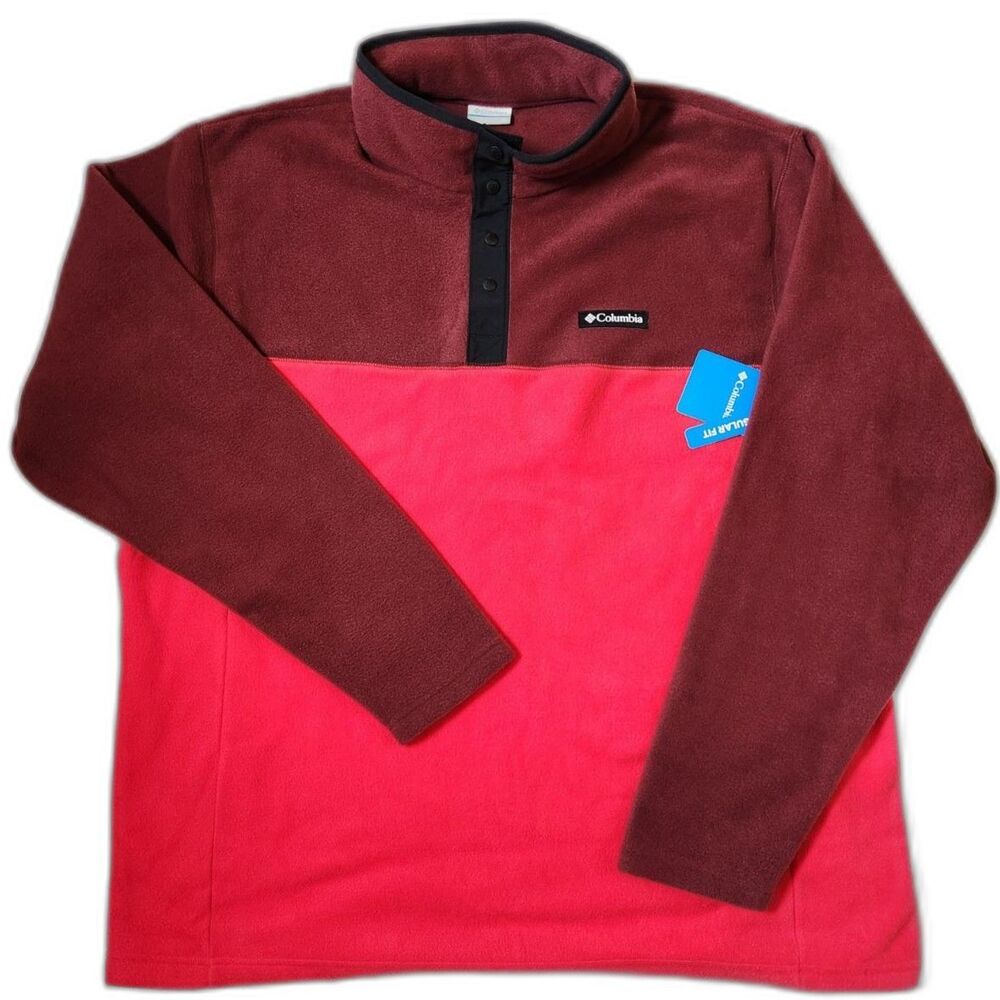 Columbia Steens Mountain Half Snap II Fleece Men’s 2X Maroon And Red